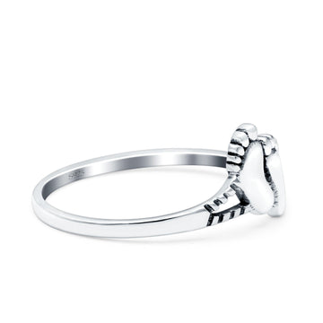 Feet Oxidized Band Solid 925 Sterling Silver Thumb Ring (8mm)